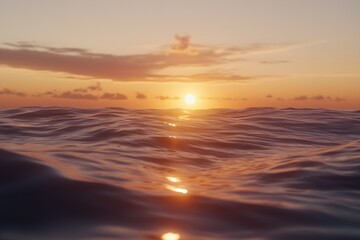 Poster - Enchanting Ocean Sunset with Gentle Waves and Warm Tones Reflecting in Water : Generative AI