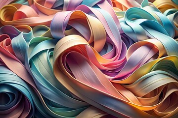 Wall Mural - abstract pastel ribbons: 3d rendered swirling colorful design
