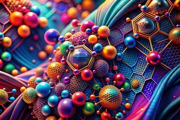 Wall Mural - abstract science fashion design, geometric textile print, futuristic clothing texture, molecular str
