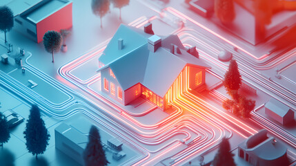 Wall Mural - radiant floor heating system installation a network of interconnected pipes for efficient and comfor
