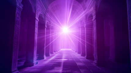 Wall Mural - dynamic purple light burst with radiant beams. radiant - temple. illustration