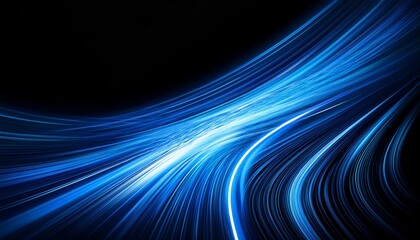 modern neon blue abstract high speed light motion effect on black background