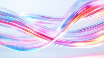 Poster - Glowing neon lines create a futuristic light display on a smooth white background Generative AI