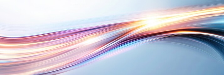 Fototapete - Futuristic digital art featuring smooth glowing neon lines on a white background Generative AI