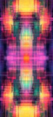 Wall Mural - a futuristic holographic woven pattern with shifting neon colors and digital textures