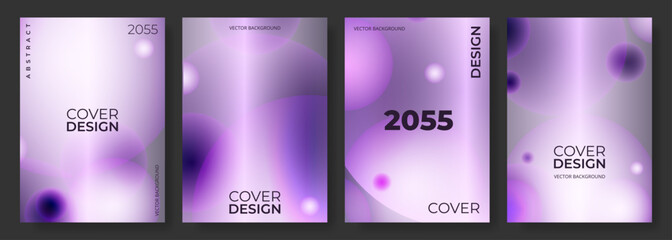 Poster - Purple modern poster background collection vector template with blur circle shapes. Abstract cover design set for flyer, brochure, banner, notebook, book, card, annual report presentation.