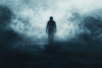 Aufkleber - Mysterious silhouettes emerge from dark shadows in an abstract landscape filled with fear and uncertainty Generative AI