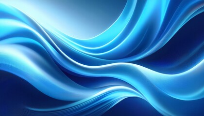 Wall Mural - abstract background with blue glowing waves by generative ai smooth light blue silk fabric waves flo