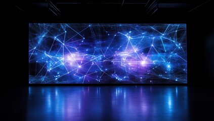 Wall Mural - stunning abstract digital background with glowing dots and lines depicting interconnected network st