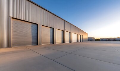Aufkleber - Industrial warehouse featuring metal siding and large design elements in a high-quality image.