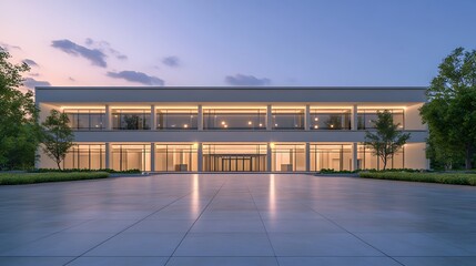 Aufkleber - Large commercial building featuring symmetrical architecture, ideal for architectural and real estate projects.