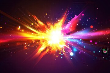 Leinwandbilder - Bright neon explosion with dynamic movement creating a vibrant abstract backdrop of colors and light in a modern setting Generative AI