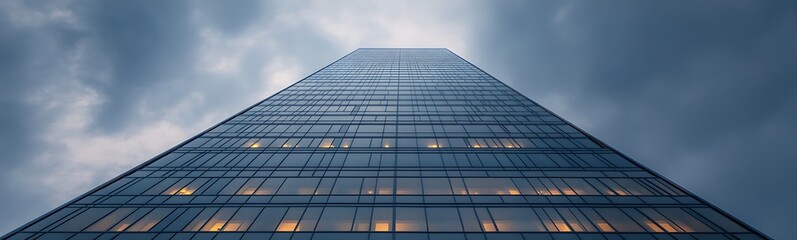 Poster - Low-angle view of a tall residential tower showcasing modern architecture in an urban setting.