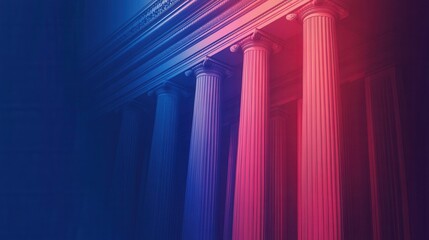 Leinwandbilder - Experience the dynamic transition from blue to red representing political movement and progress with a striking minimalistic design Generative AI