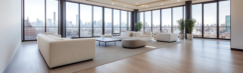 Fototapete - Luxury office lounge featuring modern interior design and elegant aesthetics in a high-end workspace.