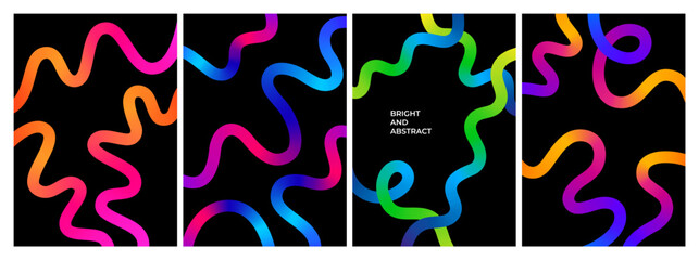 Fototapete - Abstract Background with Gradient Lines Pattern. Vector Organic Wavy Shapes. Color Squiggle Design Elements. Swirl Modern Graphic for Posters and Cards