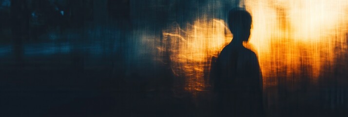 Aufkleber - Shadows of fear in a mysterious urban landscape at dusk Generative AI