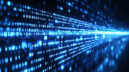 Binary code stream, digital tunnel, futuristic background, data flow