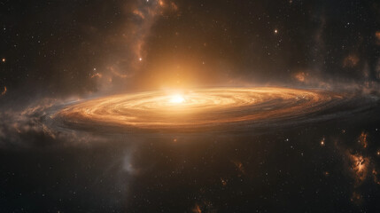 Wall Mural - celestial symphony: a stunning photorealistic depiction of a mesmerizing galaxy, with swirling arms 