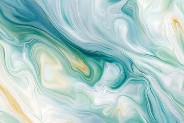 Poster - Abstract background of calmness featuring smooth pastel green and blue tones with flowing shapes creating a serene atmosphere Generative AI