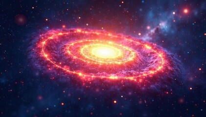 bright spiral galaxy core emitting colorful light, space, astronomy