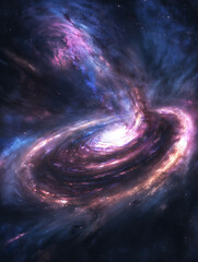 Wall Mural - cosmic symphony: a mesmerizing spiral galaxy, rendered with vibrant colors and intricate detail, unf
