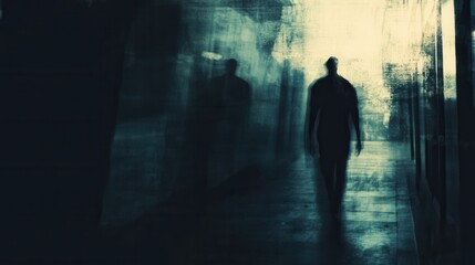 Aufkleber - Mysterious silhouettes emerge from the shadows in this abstract portrayal of fear and uncertainty at twilight Generative AI