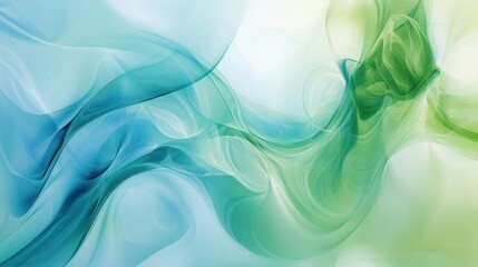 Aufkleber - Calm flowing shapes in pastel hues of green and blue create an atmosphere of serenity and tranquility Generative AI