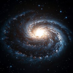 a beautiful spiral galaxy in the universe, stars shining brightly around it