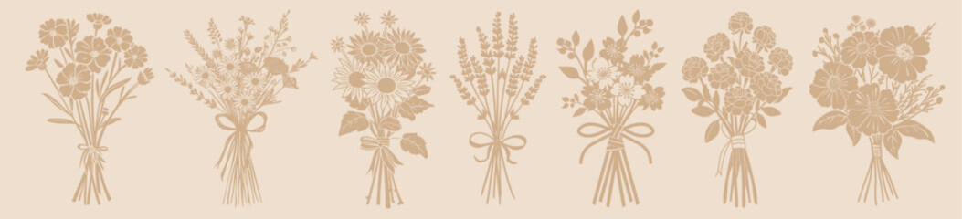 Wall Mural - silhouettes of various botanical elements isolated illustration, vector set