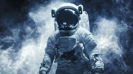 Wall Mural - A ghostly astronaut floating through the starry cosmos on halloween night sci fi photography concept with copy space for text. Transcendent - Statue. Illustration