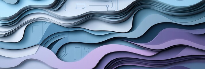Leinwandbilder - Futuristic paper art background showcasing layered cut outs reflecting modern digital aesthetic and tech inspired design Generative AI