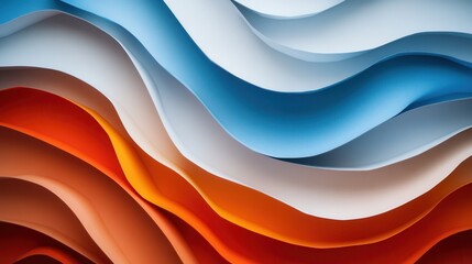 Leinwandbilder - Dynamic paper art background showcasing layered waves in gradient tones representing global political changes Generative AI