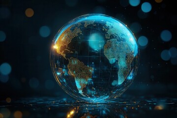 Poster - Futuristic globe design featuring semi transparent structures and glowing highlights for a global diplomacy theme Generative AI