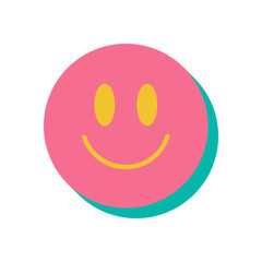 Wall Mural - brutalist smile icon. abstract round shape with playful bubble element. minimalist flat style showca