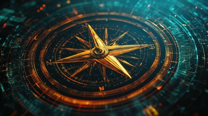 Wall Mural - a layered compass graphic with shadows, gradients, and text overlays.