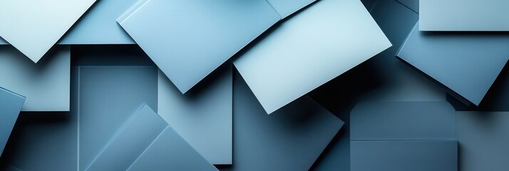 Poster - Professional paper art background featuring geometric shapes in muted blue and gray tones for reliable and formal settings Generative AI