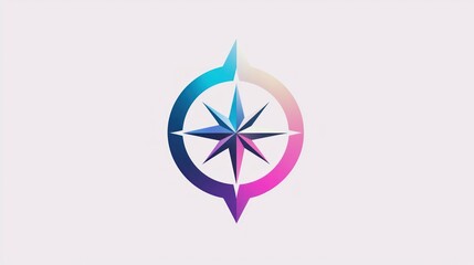 Wall Mural - a minimalist compass logo featuring an arrow pointing north, with soft gradient colors.