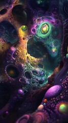 Wall Mural - 98. vibrant underground molecular interactions in a subterranean ecosystem of lifeforms
