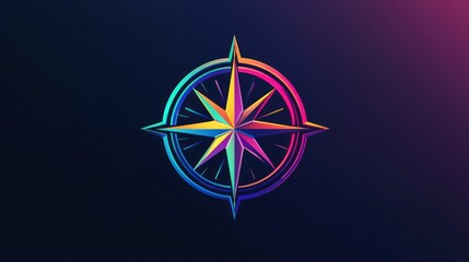 Wall Mural - a professional compass logo designed for navigation apps, with sharp edges and vibrant hues