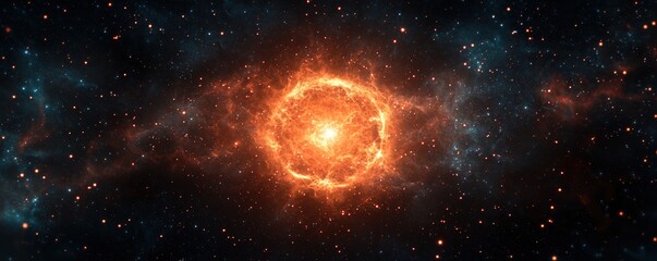 Wall Mural - Gravity Hole Pull Concepts. Stunning cosmic explosion with vibrant orange hues in deep space.