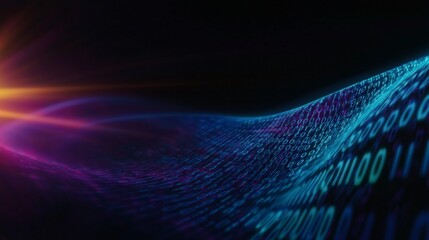 Futuristic Binary Code Wave  Abstract Data Visualization Background