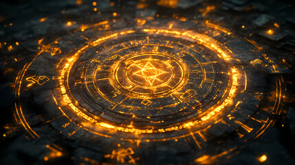 Wall Mural - glowing ancient mystical runes symbols