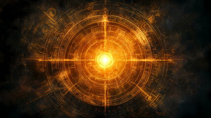 Wall Mural - glowing ancient mystical runes symbols