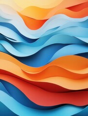 Fototapete - Dynamic paper art background with layered waves in gradients representing political changes and structured design principles Generative AI