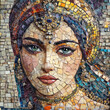 © Bauranmedia - Mosaic portrait of a woman with jewels. Colorful tiles form the background