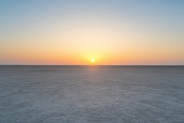 Aufkleber - Stunning sunset over an empty beach with vast sandy stretch and horizon ready for reflection Generative AI