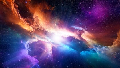 Wall Mural - beautiful outer space background with colorful nebula ai generated