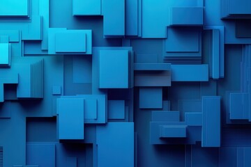 Aufkleber - Abstract layered paper cut outs create a visual narrative on the evolution of digital democracy in shades of blue Generative AI
