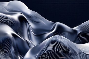 Leinwandbilder - Dynamic 3D inspired background showcasing layered wave like structures in navy and silver tones for political discourse Generative AI